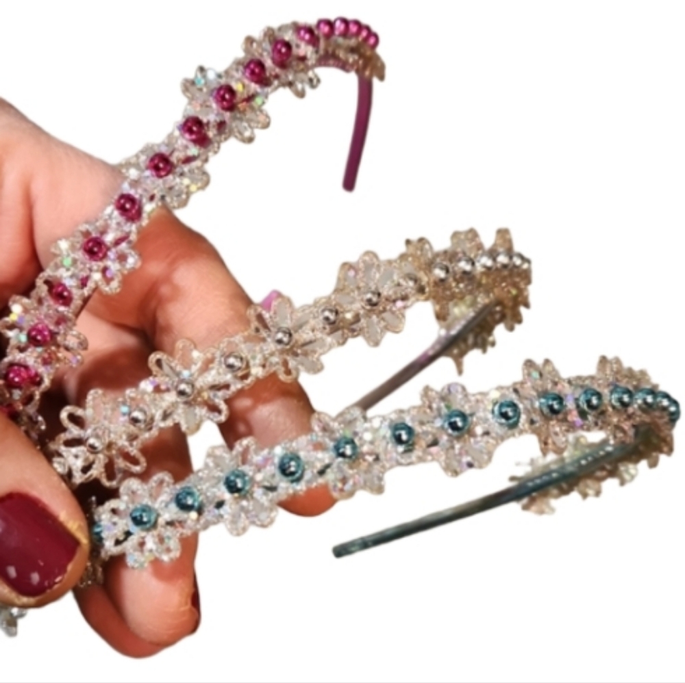 Shiny metallic floral thin Headband lot